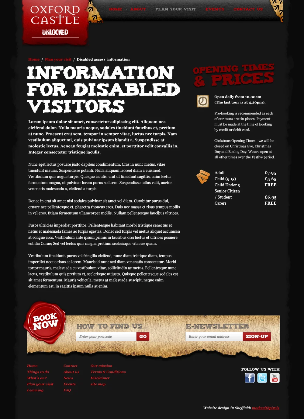 The Oxford Castle Tour website