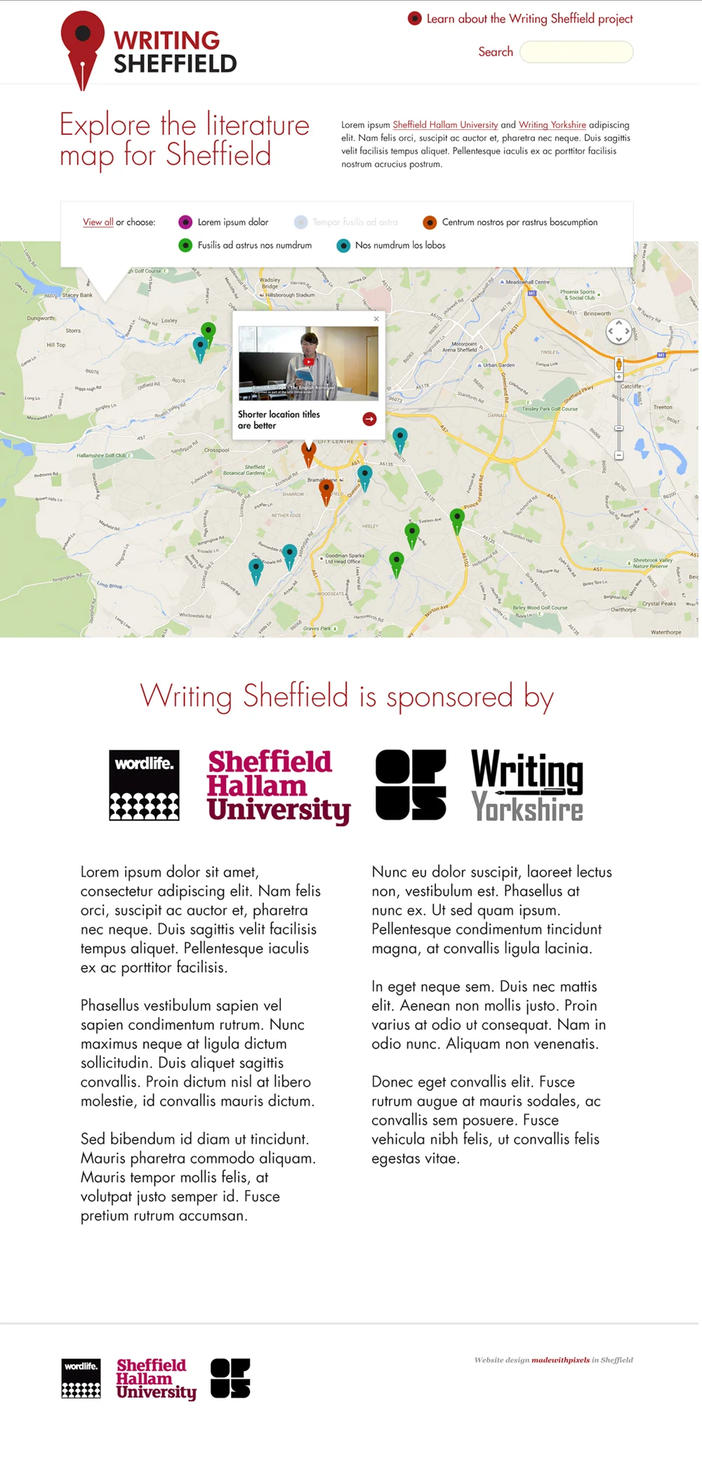 Writing Sheffield website